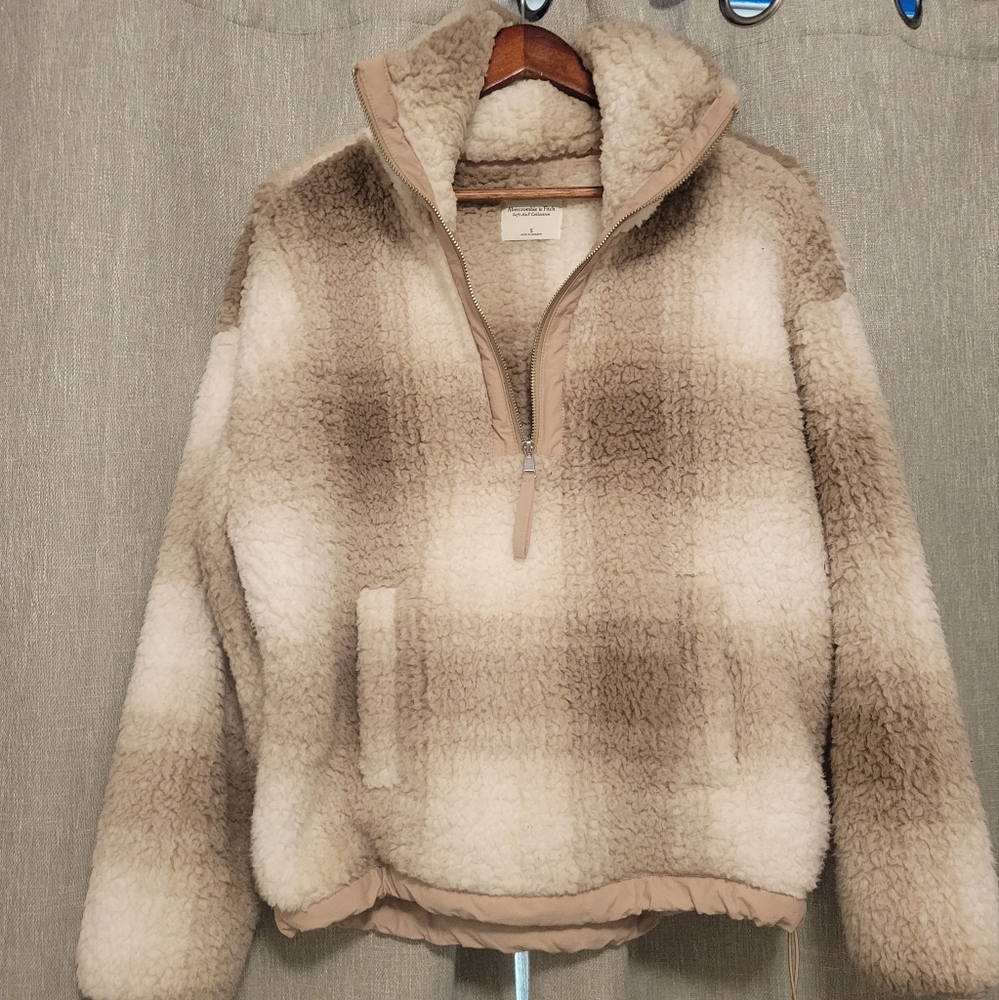 Abercrombie Cinched Cocoon Sherpa Half-Zip SMALL